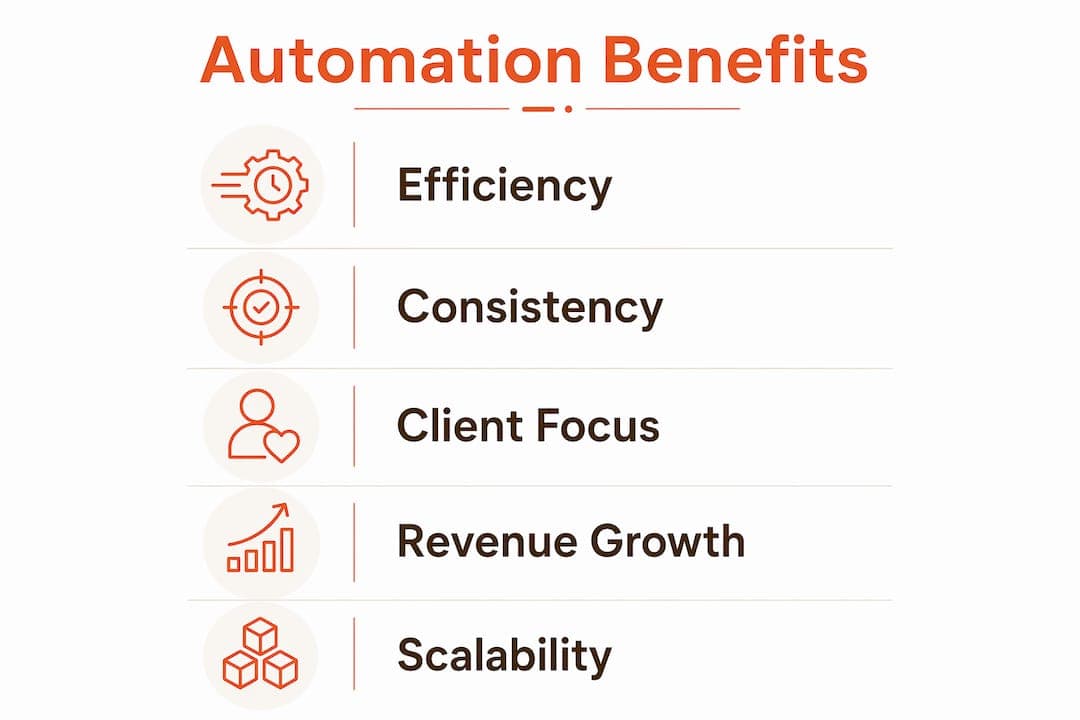 Infographic showing automation benefits in real estate