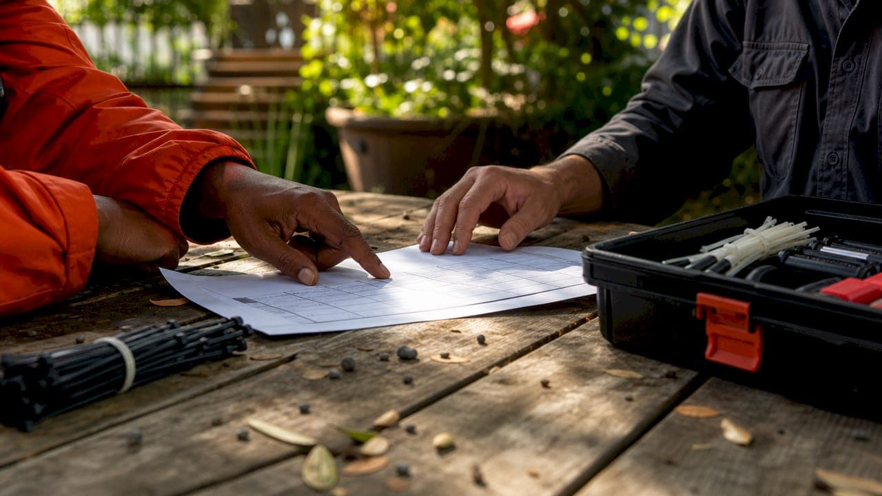 Technicians coordinating field service schedules hands