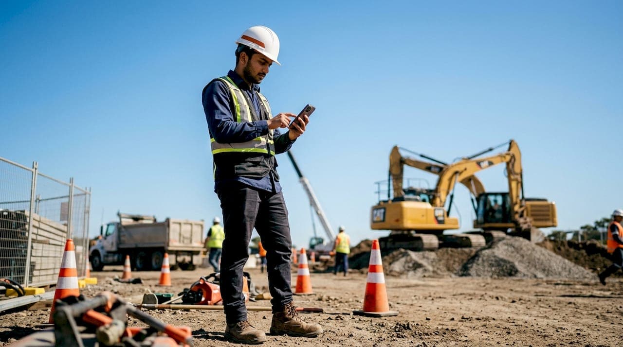 Field technician checking AI dispatch on phone