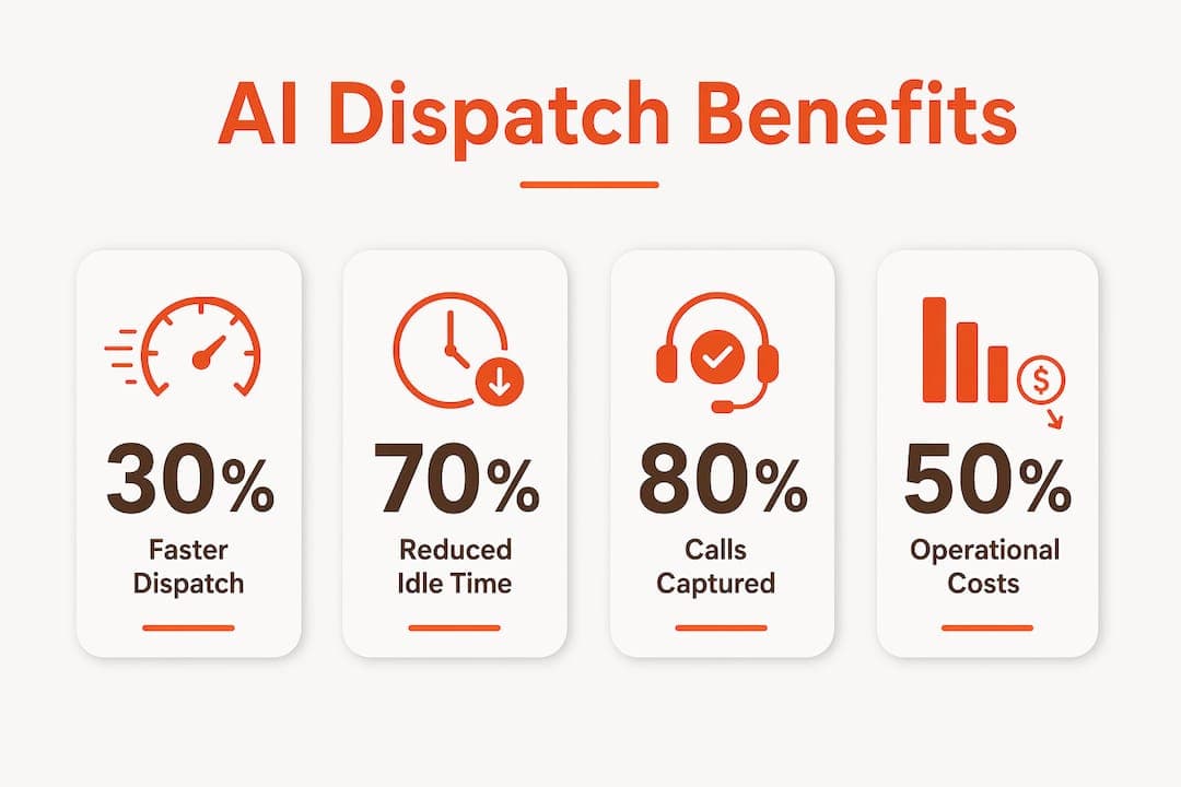 Infographic displaying key AI dispatch automation benefits