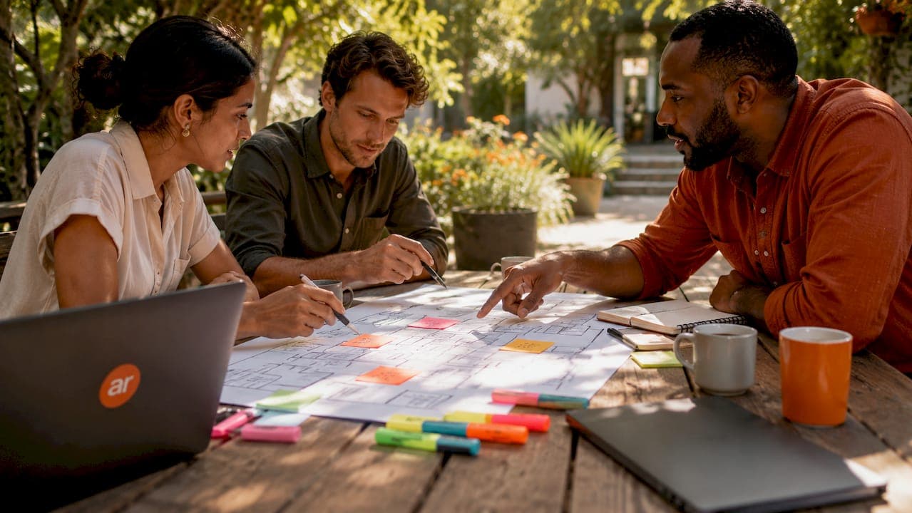 Team collaborating on custom AI system integration