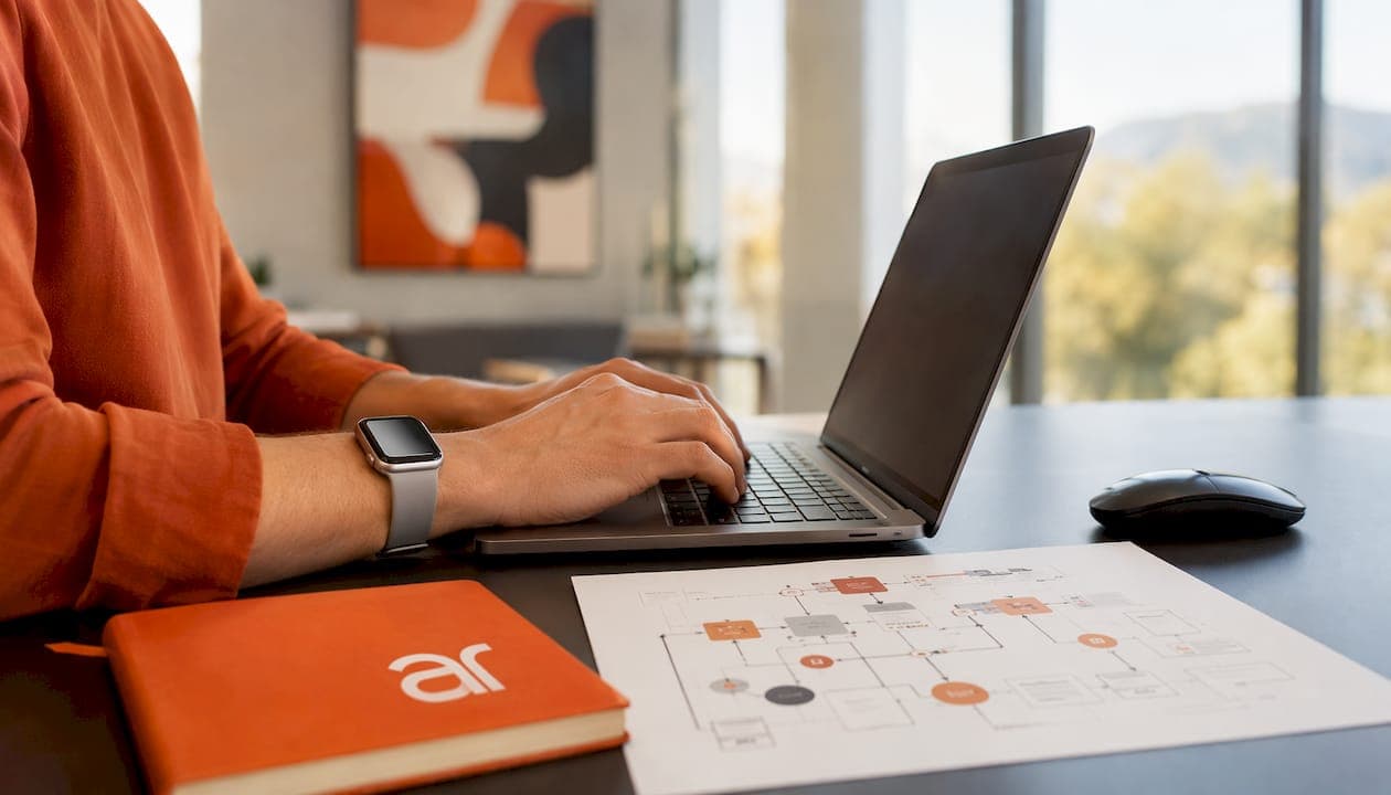 Close-up of hands typing on laptop in healthcare IT