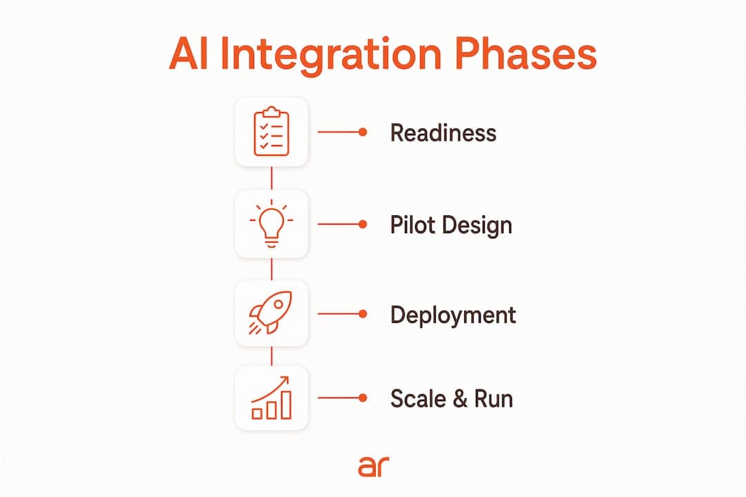 Infographic illustrating AI integration phases in healthcare