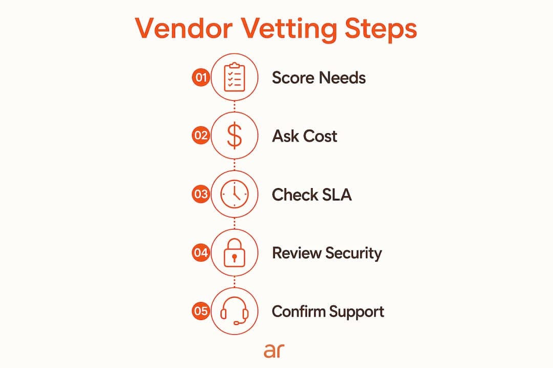 Infographic illustrating key questions for vendor vetting