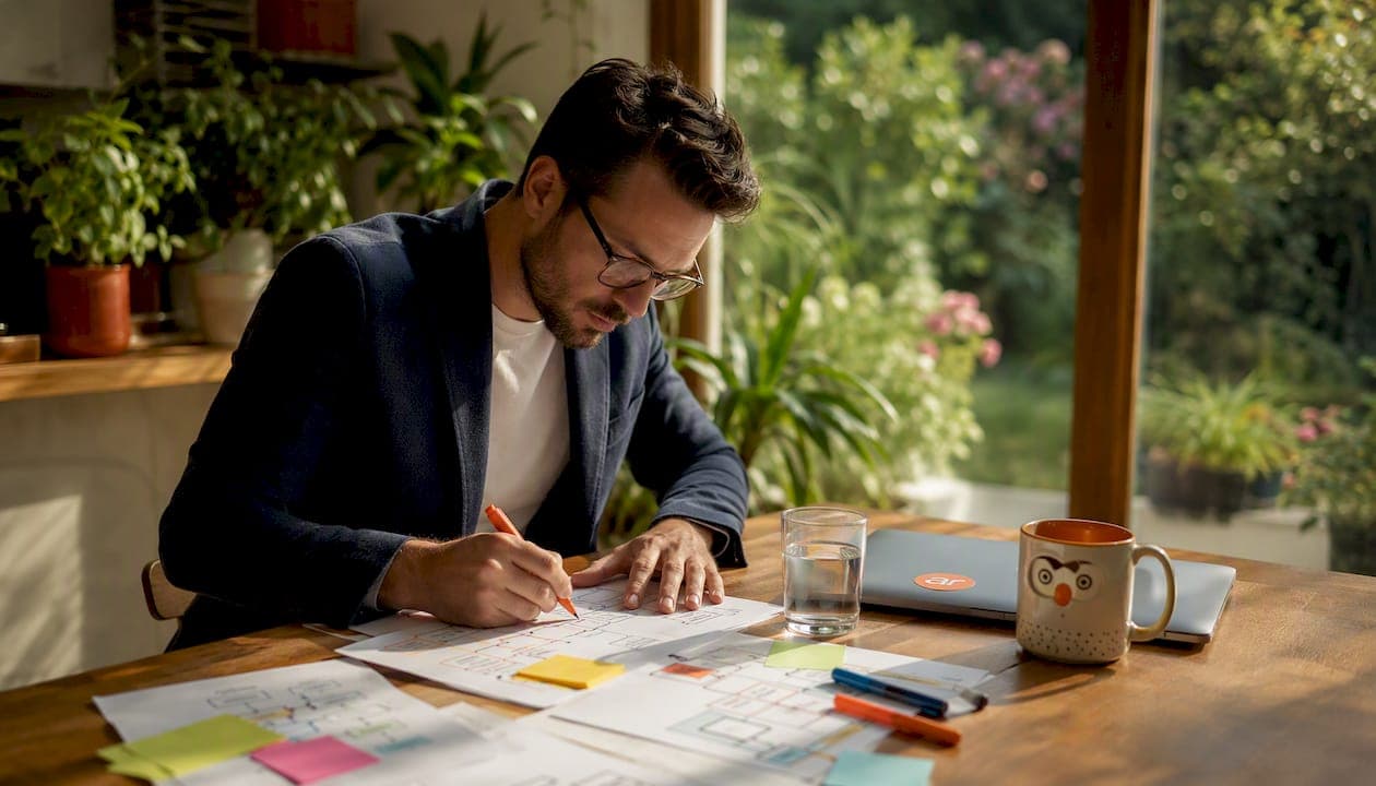 IT manager analyzing document workflow charts