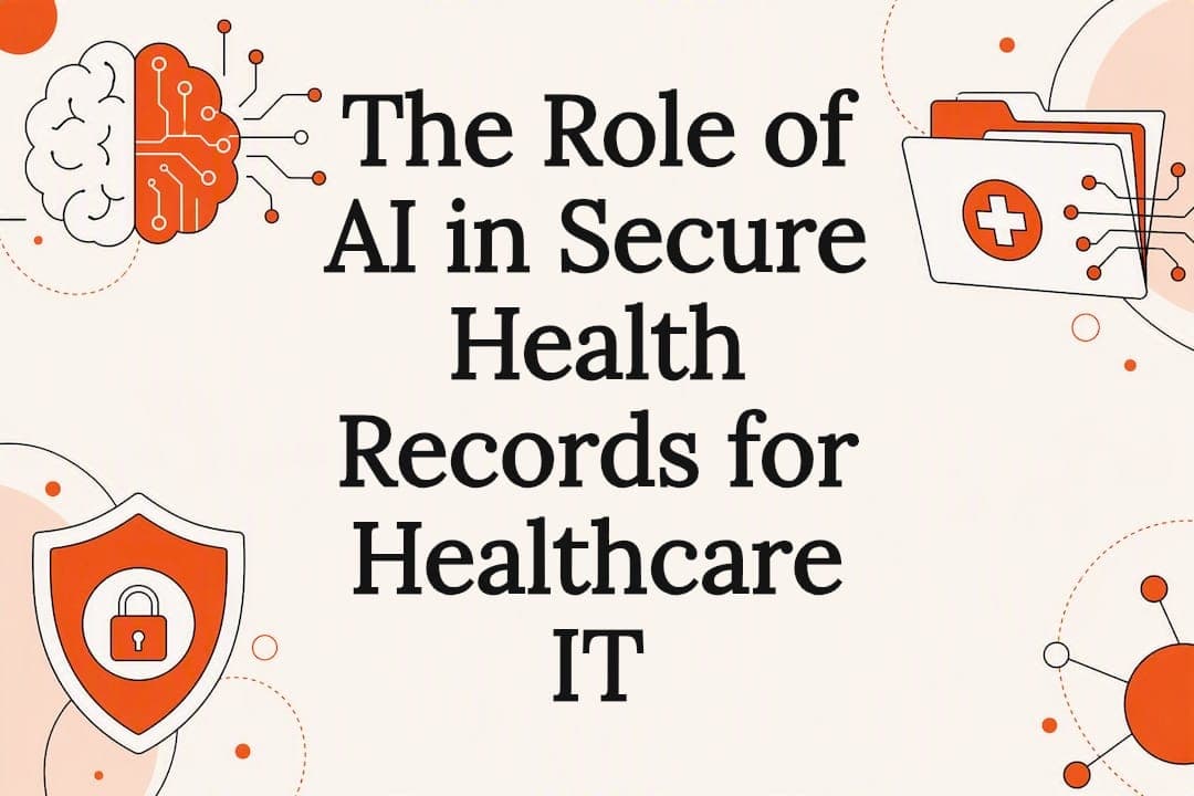 Decorative AI and healthcare security illustration